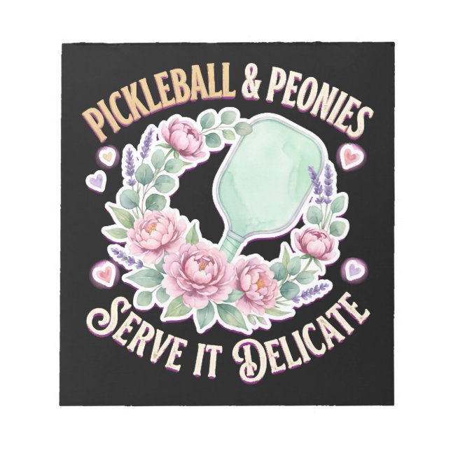 Bloc-note Pickleball Et Pivoines Servez-Le Délicat (Devant)