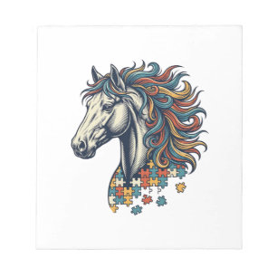 Bloc-note Pièce de puzzle de cheval coloré T-Shirt gravure v