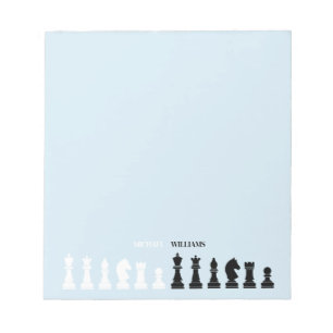 Bloc-note Pièce d'échecs personnalisée Bleu