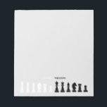 Bloc-note Pièce d'échecs personnalisée Gris<br><div class="desc">Bloc-notes classique noir et blanc pour les amateurs d'échecs,  avec des figures d'échecs dans un motif géométrique. Design moderne des pièces d'échecs</div>