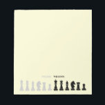 Bloc-note Pièce d'échecs personnalisée Jaune<br><div class="desc">Bloc-notes classique noir et blanc pour les amateurs d'échecs,  avec des figures d'échecs dans un motif géométrique. Design moderne des pièces d'échecs</div>