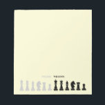 Bloc-note Pièce d'échecs personnalisée Jaune<br><div class="desc">Bloc-notes classique noir et blanc pour les amateurs d'échecs,  avec des figures d'échecs dans un motif géométrique. Design moderne des pièces d'échecs</div>