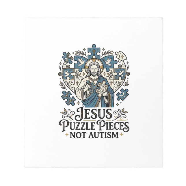 Bloc-note Pièces de puzzle Jésus pas autisme Pièces de puzzl (Devant)