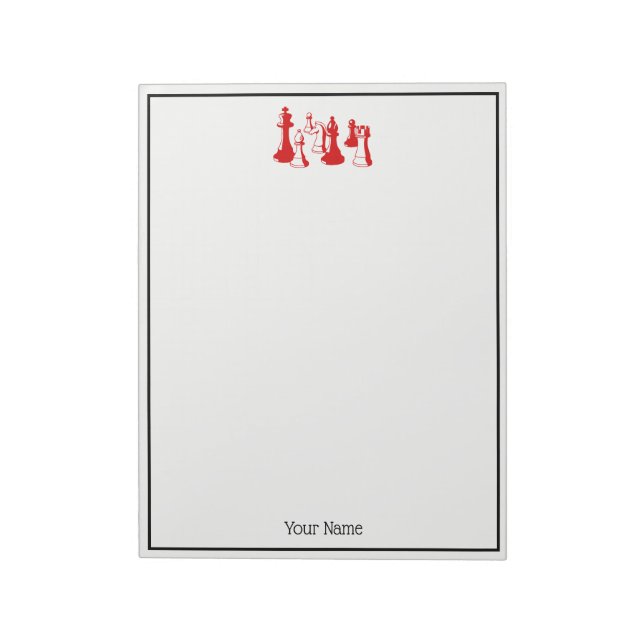 Bloc-note Pièces d'échecs Art Vintage #2 Rouge (Tourné)