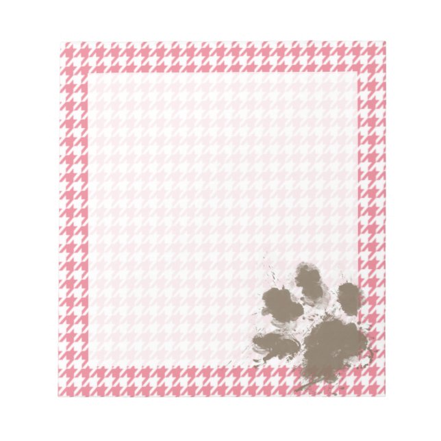 Bloc-note Pied de fond rose vif ; Empreinte de patte (Devant)