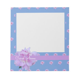 Bloc-note Pierre rose Fleur violet Monogramme bleu Post-it N