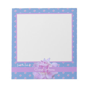Bloc-note Pierre rose violet Monogramme Floral Ciel bleu