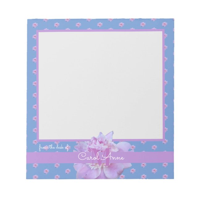 Bloc-note Pierre rose violet Monogramme Floral Ciel bleu (Devant)