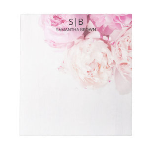 Bloc-note Pies roses Monogramme Feminine Modèle moderne