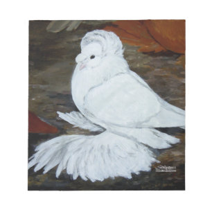 Bloc-note Pigeon trompette anglais blanc