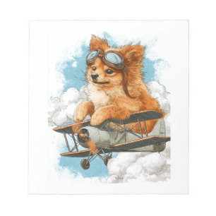 Bloc-note Pilote Poméranien � Chien As Volant