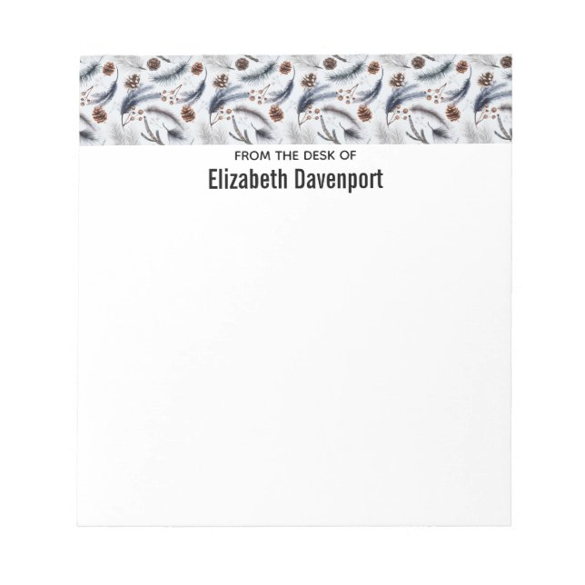 Bloc-note Pine Cones & Pine Needles Aquarelles Motif (Devant)