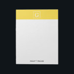 Bloc-note Pineapple Yellow White Framed Monogram initial<br><div class="desc">Ananas Jaune et Blanc encadré Monogramme initial Un arrière - plan élégant et solide jaune ananas avec une zone encadrée blanche pour votre monogramme, nom ou autre texte. Vous pouvez également modifier la police de texte, modifier la taille et la couleur de la police, déplacer le texte, etc. Si vous...</div>