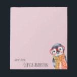 Bloc-note Pingouin mignon bébé en Lunettes rouges Enfants Fi<br><div class="desc">Conception de texte personnalisable avec un mignon pingouin d'aquarelle en forme de coeur avec une typographie minimaliste,  simple et moderne.</div>