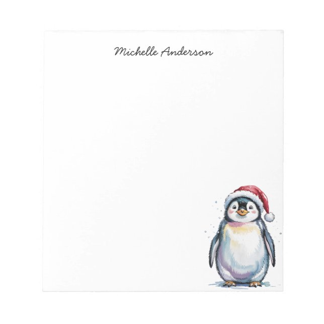 Bloc-note Pingouin mignon personnalisé à Noël de Noël (Devant)