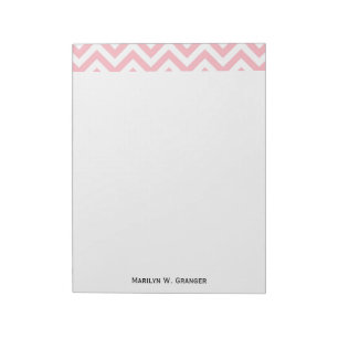 Bloc-note Pink and White Large Chevron Zig Zag