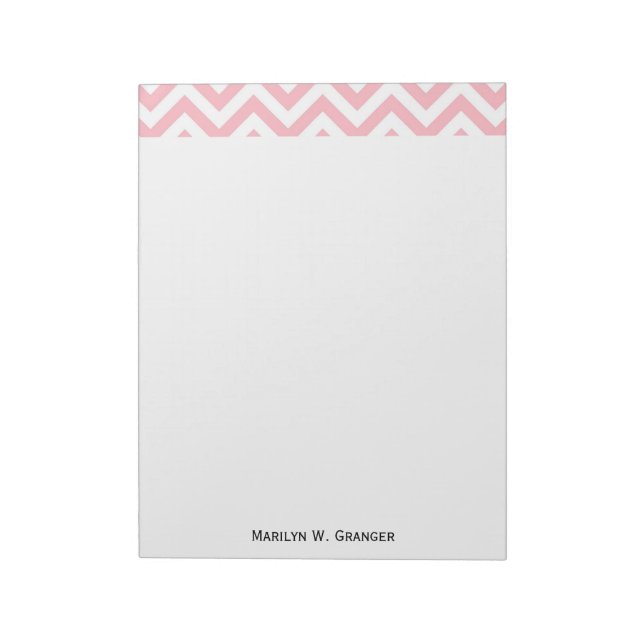 Bloc-note Pink and White Large Chevron Zig Zag (Tourné)