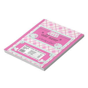 Bloc-note Pink Baby Shower Candy Bar Wrapper Party Favor