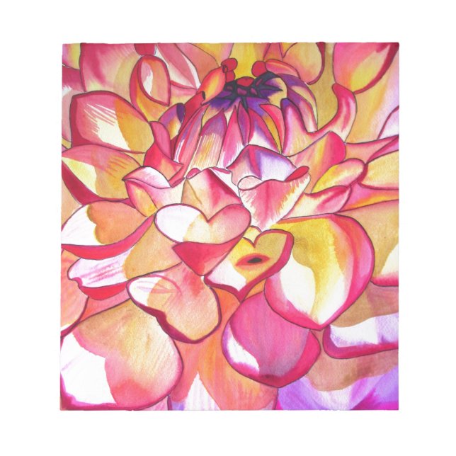 Bloc-note Pink Dahlia fleurs aquarelle art (Devant)