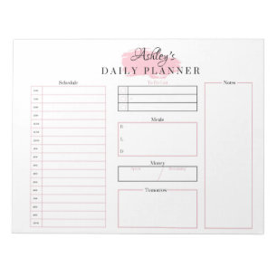 Bloc-note Pink Daily Planner Notepad   Pink Schedule