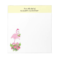 Pink Flamingo in Santa Hat Whimsical Christmas