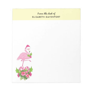 Bloc-note Pink Flamingo in Santa Hat Whimsical Christmas