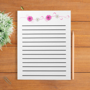 Bloc-note Pink Flowers Dark Lined Notepad
