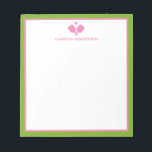 Bloc-note Pink Green Nom personnalisé Fun Pickleball<br><div class="desc">Un bloc-notes super fun pour les amateurs de pickleball ! Le design comprend des pagaies croisées et votre texte personnalisé. Ajoutez un nom, un monogramme, un nom de club, etc. Changez facilement les couleurs aussi. Faites un cadeau d'anniversaire ou de vacances vraiment réfléchi pour votre partenaire de tournoi, entraîneur ou...</div>