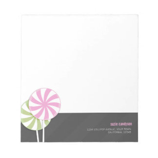 Bloc-note Pink & Green Swirl Lollipops Personnalisable