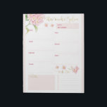 Bloc-note Pink Hydrangea Daily Planner<br><div class="desc">Cet élégant design hebdomadaire floral moderne dispose d'une hydrangée rose avec une liste de choses à faire, des notes et de l'espace pour planifier votre semaine. #planificateur #plan #aménagement #hydrangea #rose #floral #botanical #fournitures scolaires #fournitures scolaires #accueil #bureau #travail #hebdomadaire #planificateur #hebdomadaire #todolist #notes #élégant #chic #élégant #moderne #moderne #féminine...</div>