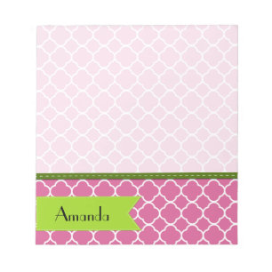 Bloc-note Pink Latticework, Quatrefoil, Trellis, Your