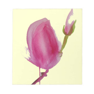 Bloc-note Pink magnolia watercolour flower art