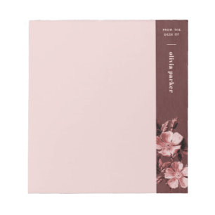 Bloc-note Pink Minimalist Blooms Floral Personnalisé Bloc-no