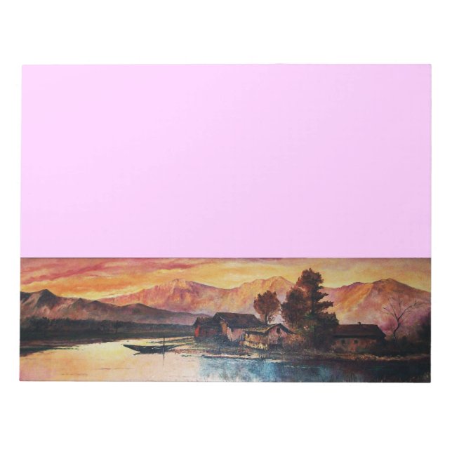 BLOC-NOTE PINK MOUNTAINS LAC ALPINE SUNSET PAYSAGE (Devant)