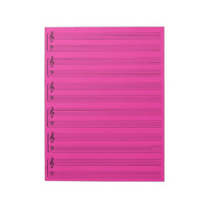 Bloc-note Pink Music Sheet Paper Notepad