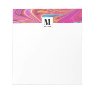 Bloc-note Pink Orange tourne Super Design Monogramme