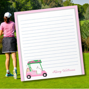 Bloc-note Pink Personnalisé Panier de golf Nom Linked