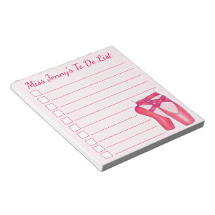 Bloc-note Pink Pointe Shoes Ballet Dance Teacher To Do List