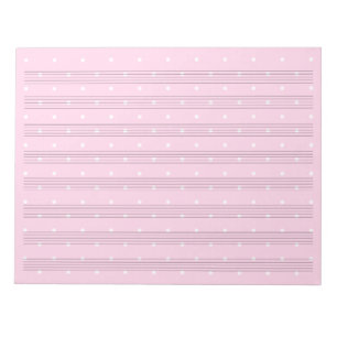 Bloc-note Pink Polka Dot Music Manuscript Paper 8 Staves