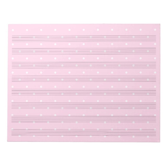 Bloc-note Pink Polka Dot Music Manuscript Paper 8 Staves (Devant)