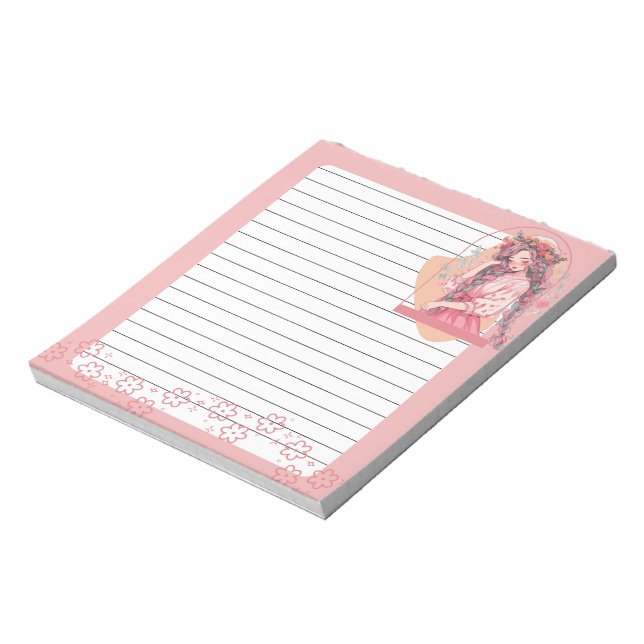 Bloc-note Pink Simple mignon Anime Boho Notepad (Tourné)