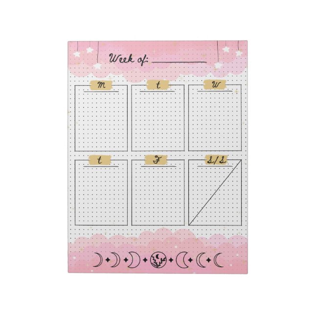 Bloc-note Pink Starry Sky Bullet Journal Planificateur hebdo (Tourné)