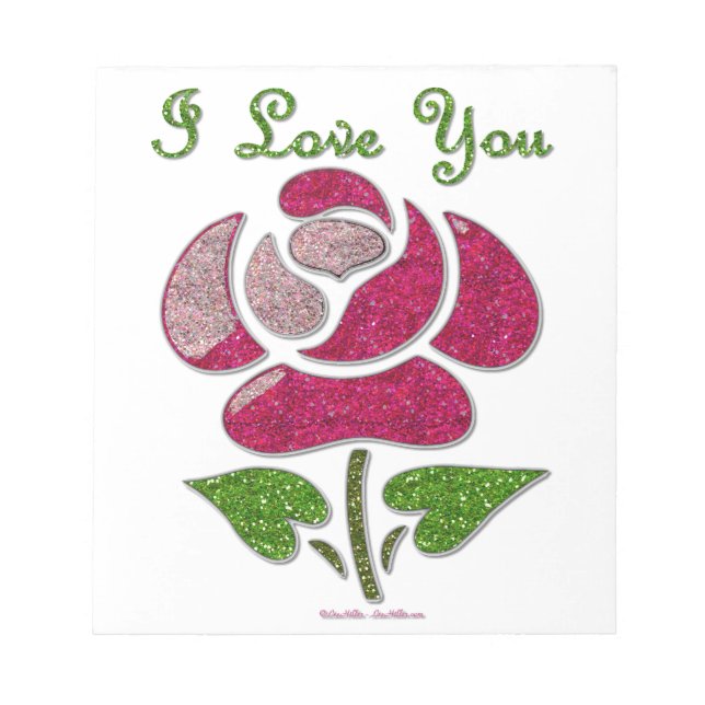 Bloc-note Pink Stencil Rose I Love You (Devant)