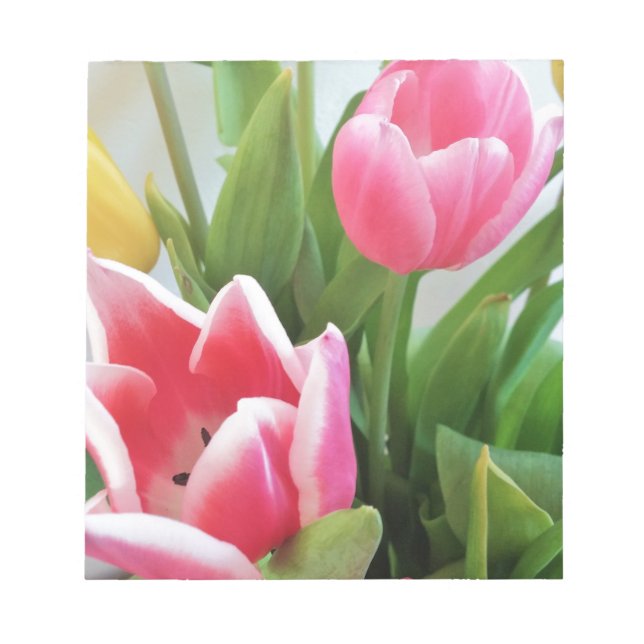 Bloc-note Pink Tulips, Floral Spring Bouquet, Flowers (Devant)