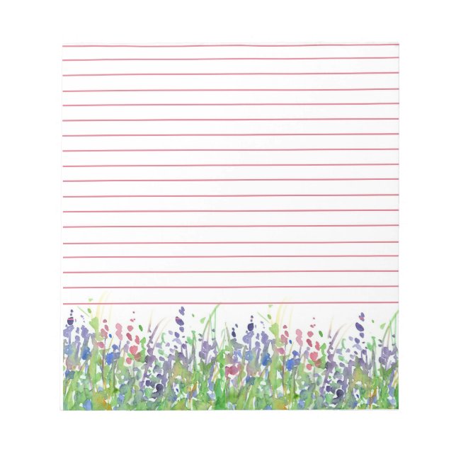 Bloc-note Pink violet Fleur sauvage Meadow aquarelle Lined (Devant)