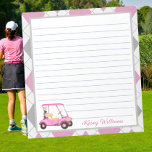 Bloc-note Pink Watercolor Golf Nom du panier<br><div class="desc">Une charmante voiturette de golf unique — aquarelle rose — réalisée avec goût — prête à courir le terrain — le bloc-notes. C'est un grand cadeau pour tous les amateurs de golf — fun / attrayant / unique. Personnalisez-le avec votre nom. Si vous avez des questions de design ou une...</div>