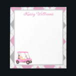 Bloc-note Pink Watercolor Golf Nom du panier<br><div class="desc">Une charmante voiturette de golf unique — aquarelle rose — réalisée avec goût — prête à courir le terrain — le bloc-notes. C'est un grand cadeau pour tous les amateurs de golf — fun / attrayant / unique. Personnalisez-le avec votre nom. Si vous avez des questions de design ou une...</div>