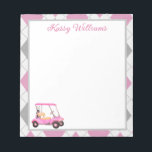 Bloc-note Pink Watercolor Golf Nom du panier<br><div class="desc">Une charmante voiturette de golf unique — aquarelle rose — réalisée avec goût — prête à courir le terrain — le bloc-notes. C'est un grand cadeau pour tous les amateurs de golf — fun / attrayant / unique. Personnalisez-le avec votre nom. Si vous avez des questions de design ou une...</div>