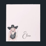 Bloc-note Pink White Black Stripes<br><div class="desc">Pink Hair Girl Black Hat Spider Web Top</div>