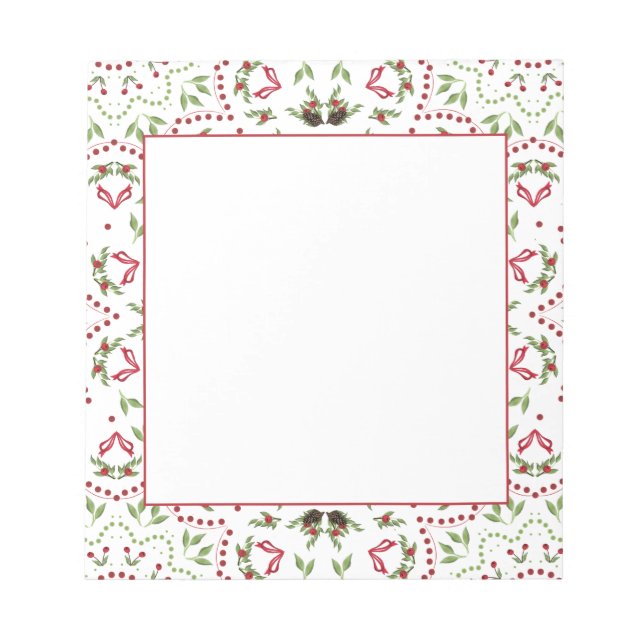 Bloc-note Pins cônes et baies pavé de notes mandala (Devant)